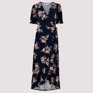 Streetwear Society Black and Pink Floral High Low Dress 🦄